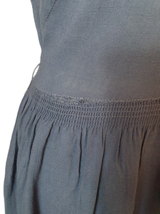 1950s Dark Grey Cotton/Linen Dress With Waffle Pattern