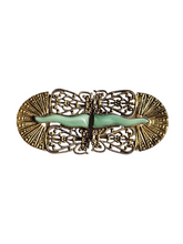 Load image into Gallery viewer, 1930s Art Deco Czech Mint Green Glass Filigree Buckle
