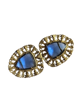 Load image into Gallery viewer, 1930s Huge Czech Blue Glass Filigree Buckle
