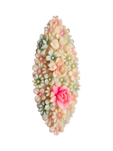 Load image into Gallery viewer, 1940s Pink and Green Celluloid Flower Brooch
