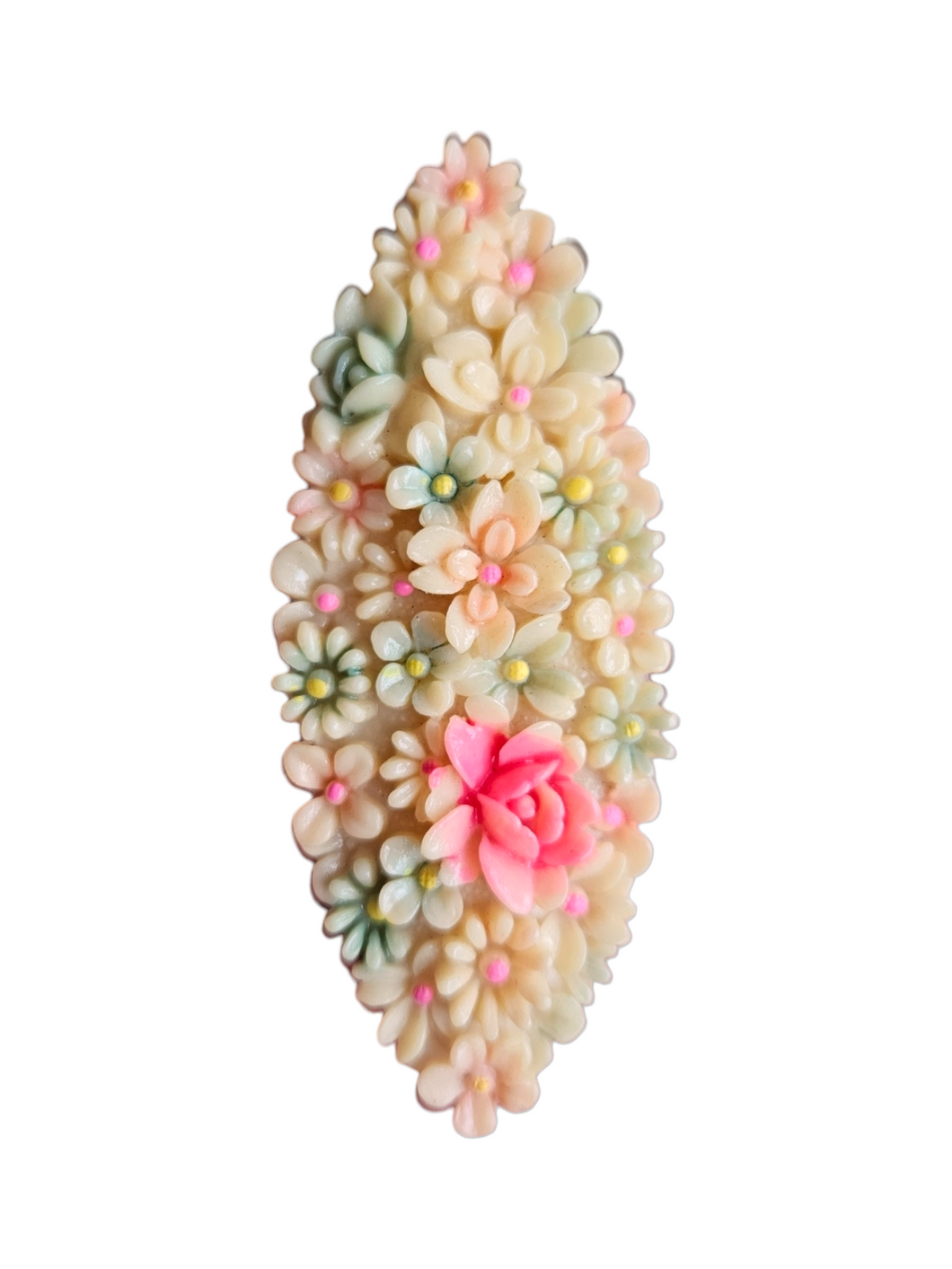 1940s Pink and Green Celluloid Flower Brooch