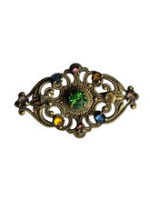 Load image into Gallery viewer, 1930s Czech Multicoloured Glass Filigree Brooch
