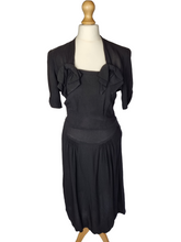 Load image into Gallery viewer, 1940s Black Bow Collar Dress
