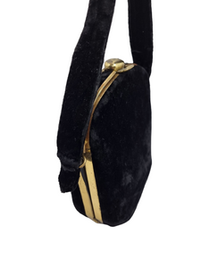 1940s/1950s Black Velvet Box Bag
