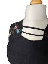 Load image into Gallery viewer, 1940s Black Embroidered Peplum Blouse
