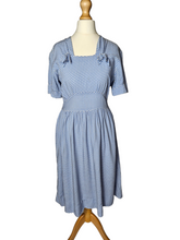 Load image into Gallery viewer, 1940s Blue and White Diamond Print Dress With Bows
