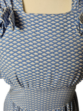 Load image into Gallery viewer, 1940s Blue and White Diamond Print Dress With Bows
