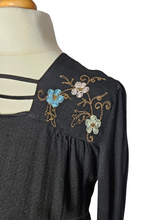 Load image into Gallery viewer, 1940s Black Embroidered Peplum Blouse
