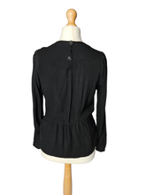 Load image into Gallery viewer, 1940s Black Embroidered Peplum Blouse
