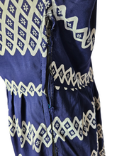 Load image into Gallery viewer, 1940s Navy and White Triangle Print Dress With Button Detail
