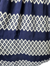 Load image into Gallery viewer, 1940s Navy and White Triangle Print Dress With Button Detail
