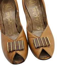 1940s Cinnamon/Tan Leather Court Shoes