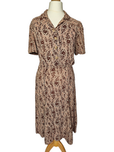 Load image into Gallery viewer, 1940s Brown and Beige Floral Paisley Print Dress
