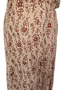 1940s Brown and Beige Floral Paisley Print Dress