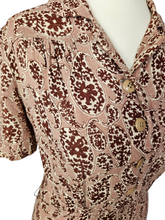 Load image into Gallery viewer, 1940s Brown and Beige Floral Paisley Print Dress
