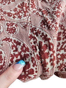 1940s Brown and Beige Floral Paisley Print Dress