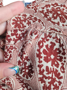 1940s Brown and Beige Floral Paisley Print Dress