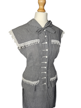 Load image into Gallery viewer, 1940s Black and White Gingham Pom Pom Summer Suit
