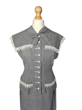 Load image into Gallery viewer, 1940s Black and White Gingham Pom Pom Summer Suit
