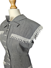 Load image into Gallery viewer, 1940s Black and White Gingham Pom Pom Summer Suit
