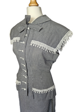 Load image into Gallery viewer, 1940s Black and White Gingham Pom Pom Summer Suit
