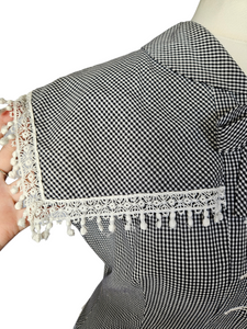 1940s Black and White Gingham Pom Pom Summer Suit