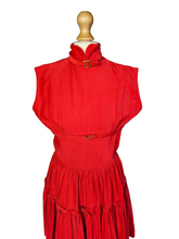 Load image into Gallery viewer, 1950s Red Corduroy Buckle Dress
