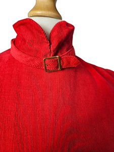 1950s Red Corduroy Buckle Dress