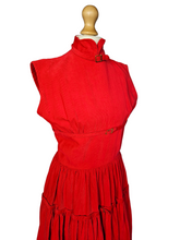 Load image into Gallery viewer, 1950s Red Corduroy Buckle Dress

