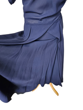 Load image into Gallery viewer, 1940s Navy Blue Rayon Dress With Huge Skirt
