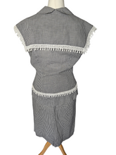 Load image into Gallery viewer, 1940s Black and White Gingham Pom Pom Summer Suit
