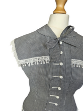 Load image into Gallery viewer, 1940s Black and White Gingham Pom Pom Summer Suit

