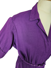 Load image into Gallery viewer, 1940s Rich Purple Zip Front Dress
