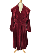 Load image into Gallery viewer, Late 1940s Burgundy Red Velvet Princess Coat
