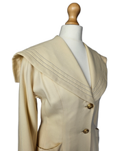 Load image into Gallery viewer, 1940s Cream Sailor Coat With Nautical Collar Back  and Buttons
