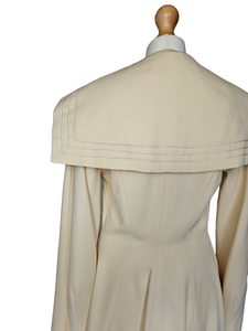 1940s Cream Sailor Coat With Nautical Collar Back  and Buttons