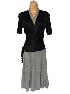 1940s Black and White Check Rayon Dress
