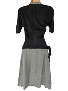 1940s Black and White Check Rayon Dress