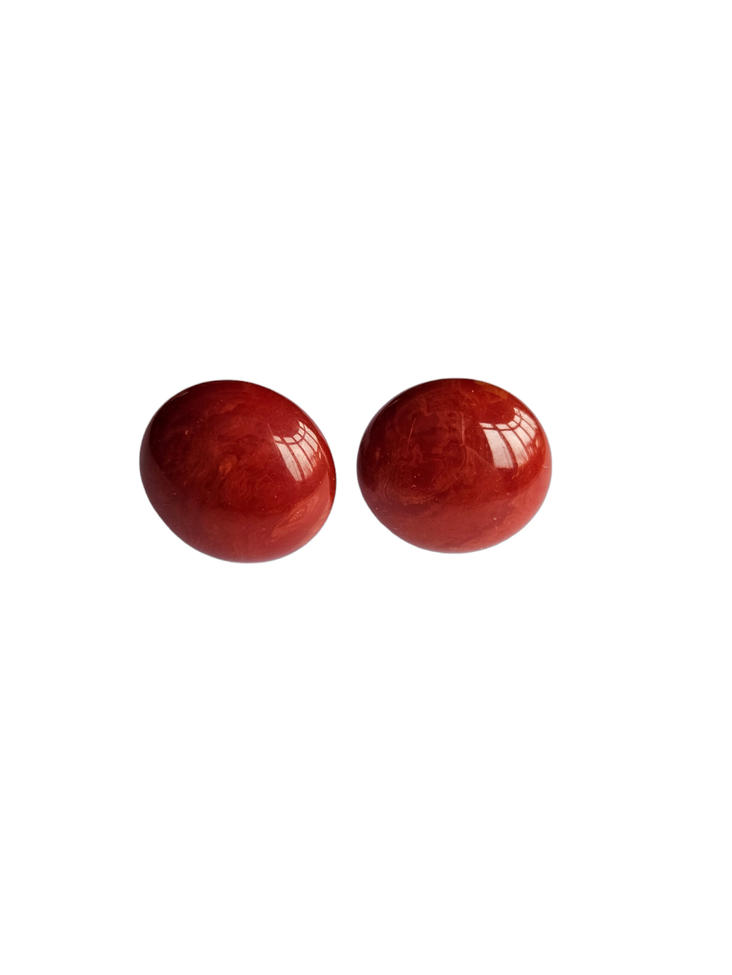 1940s Red Marbled Bakelite Earrings