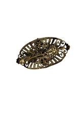Load image into Gallery viewer, 1930s Czech Red Glass Raised Filigree Brooch
