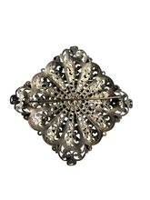 Load image into Gallery viewer, 1930s Mega Czech Green Glass Filigree Brooch
