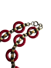 Load image into Gallery viewer, 1930s Unusual Deco Metal and Red Necklace
