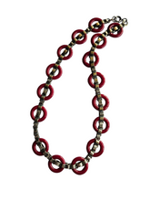 Load image into Gallery viewer, 1930s Unusual Deco Metal and Red Necklace
