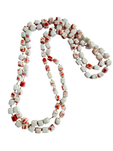 Load image into Gallery viewer, 1940s Red and White Square Bead Knotted Long Necklace
