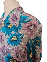 Load image into Gallery viewer, 1940s CC41 Teal, Lilac and Yellow Crepe Dress and Jacket Set

