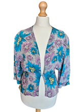 Load image into Gallery viewer, 1940s CC41 Teal, Lilac and Yellow Crepe Dress and Jacket Set
