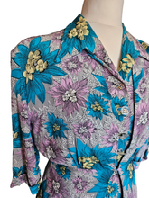 Load image into Gallery viewer, 1940s CC41 Teal, Lilac and Yellow Crepe Dress and Jacket Set
