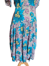 Load image into Gallery viewer, 1940s CC41 Teal, Lilac and Yellow Crepe Dress and Jacket Set
