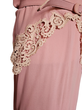 Load image into Gallery viewer, 1940s Pale Pink and Cream Lace Crepe Long Evening Dress
