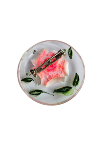 1940s Pink Reverse Carved Lucite Brooch
